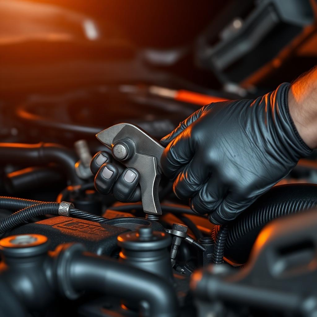 Technician working on a vehicle engine at Tigers Automotive in Rock Springs, WY